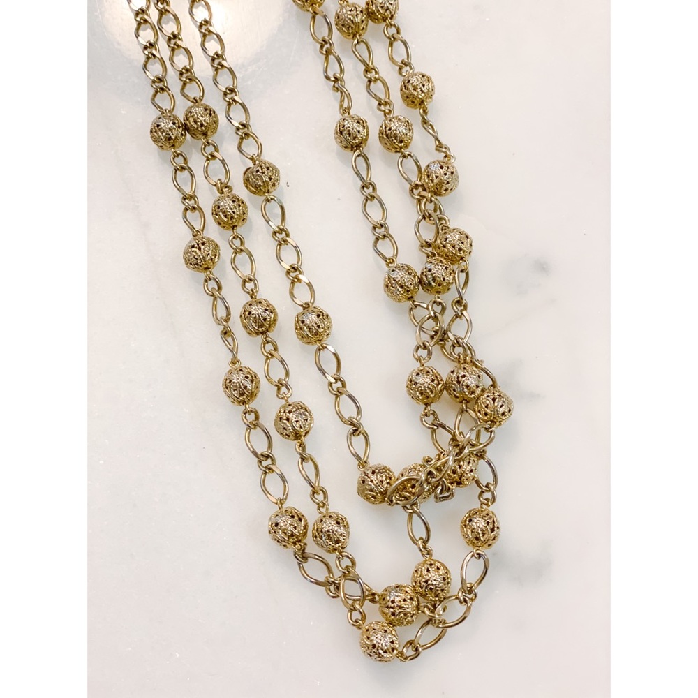 Unique Gold Filigree Beaded Layer Necklace